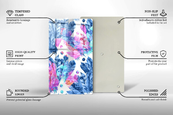 Kitchen countertop cover Illustration of boho feathers