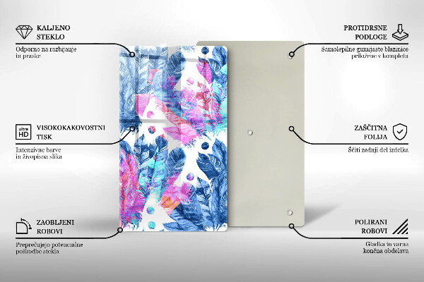 Kitchen countertop cover Illustration of boho feathers