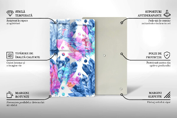 Kitchen countertop cover Illustration of boho feathers