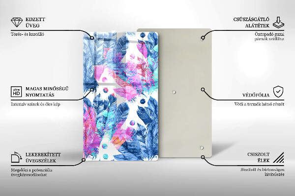 Kitchen countertop cover Illustration of boho feathers