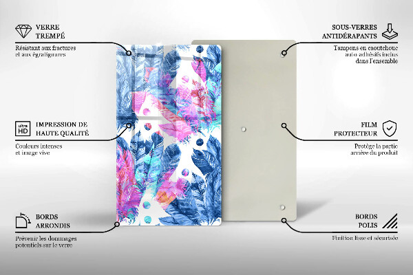 Kitchen countertop cover Illustration of boho feathers