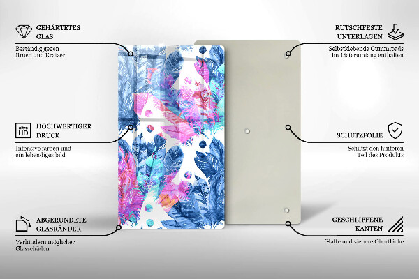 Kitchen countertop cover Illustration of boho feathers