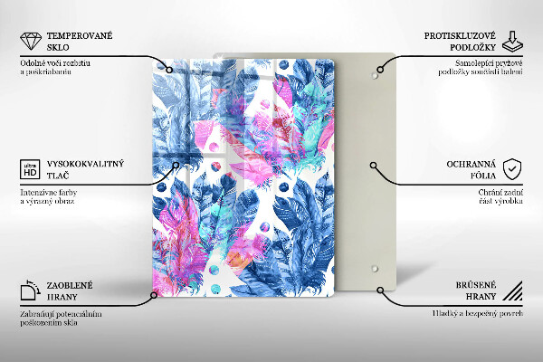 Kitchen countertop cover Illustration of boho feathers