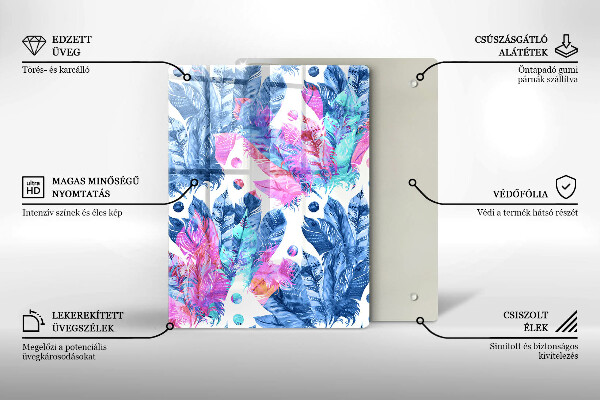 Kitchen countertop cover Illustration of boho feathers