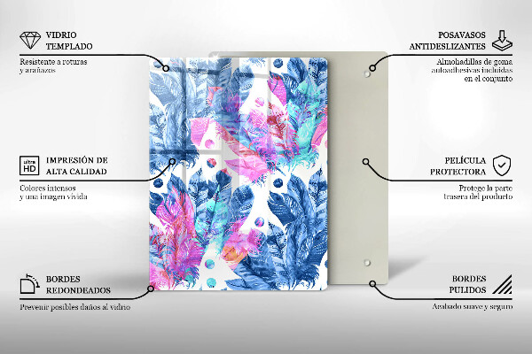 Kitchen countertop cover Illustration of boho feathers