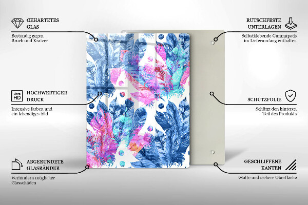 Kitchen countertop cover Illustration of boho feathers