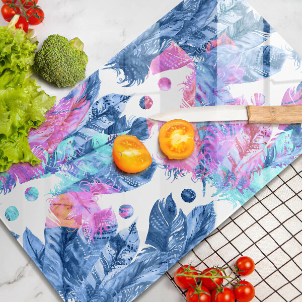 Kitchen countertop cover Illustration of boho feathers