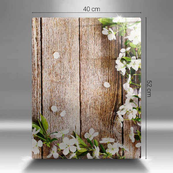 Glass worktop saver White flowers on the boards