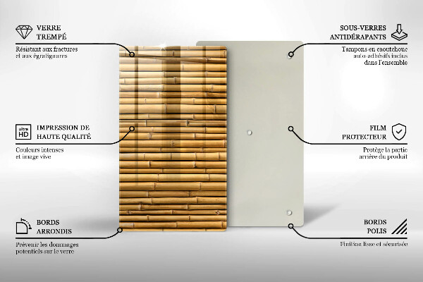 Glass worktop saver Nature boho bamboo