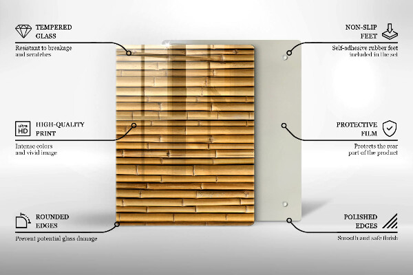 Glass worktop saver Nature boho bamboo