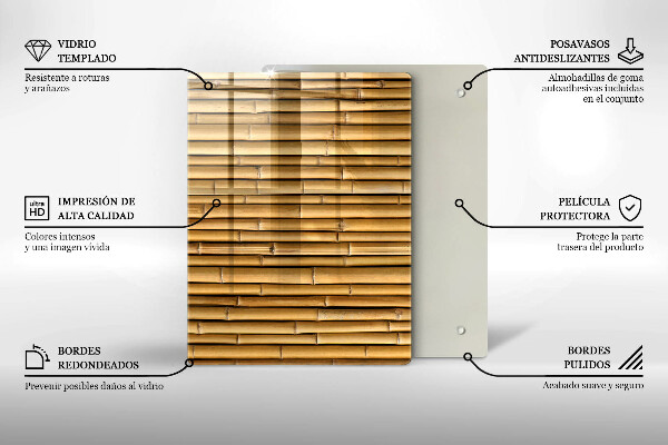 Glass worktop saver Nature boho bamboo