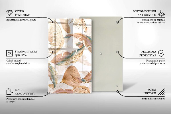 Kitchen countertop cover Boho feathers and leaves