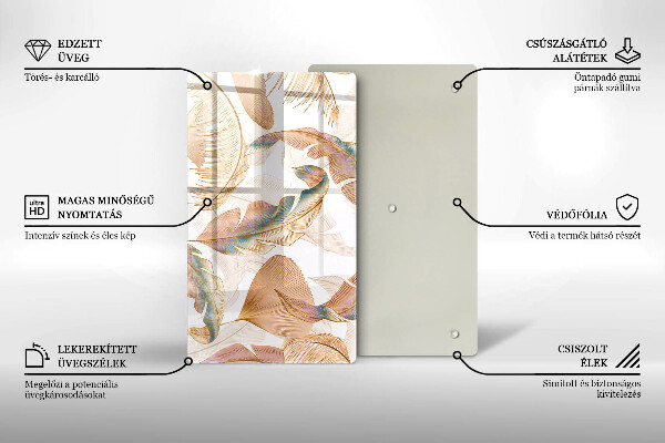 Kitchen countertop cover Boho feathers and leaves