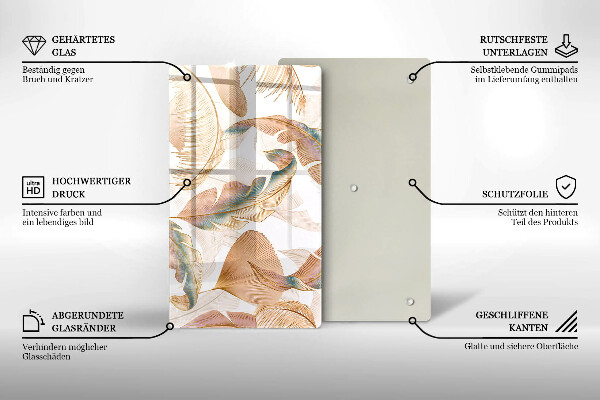 Kitchen countertop cover Boho feathers and leaves