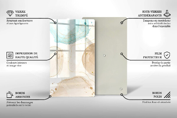 Glass worktop saver Boho, spots and gold