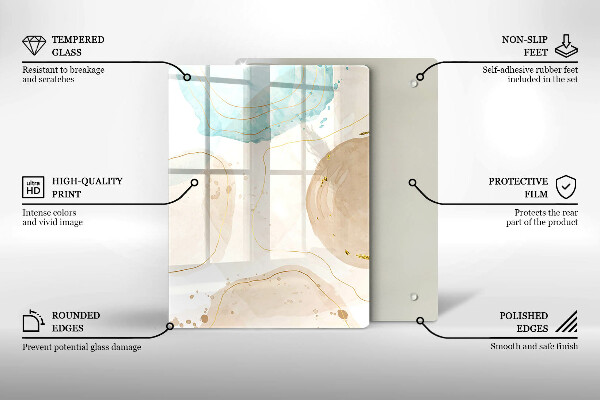 Glass worktop saver Boho, spots and gold