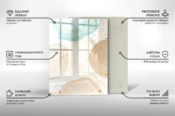 Glass worktop saver Boho, spots and gold