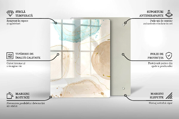 Glass worktop saver Boho, spots and gold