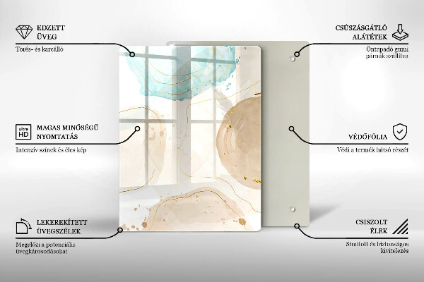 Glass worktop saver Boho, spots and gold