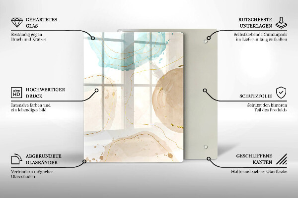 Glass worktop saver Boho, spots and gold