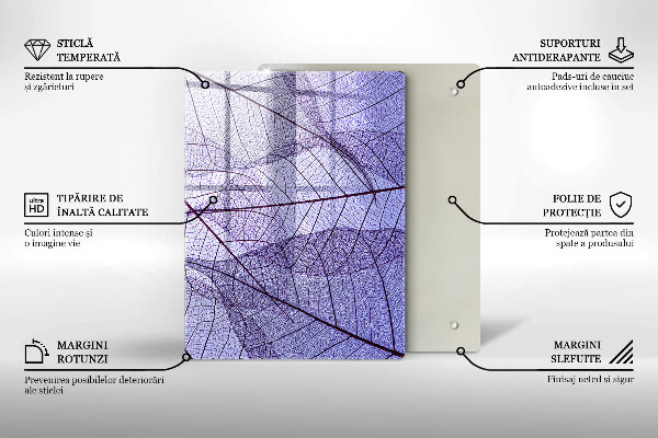Glass worktop saver Leaves with veins