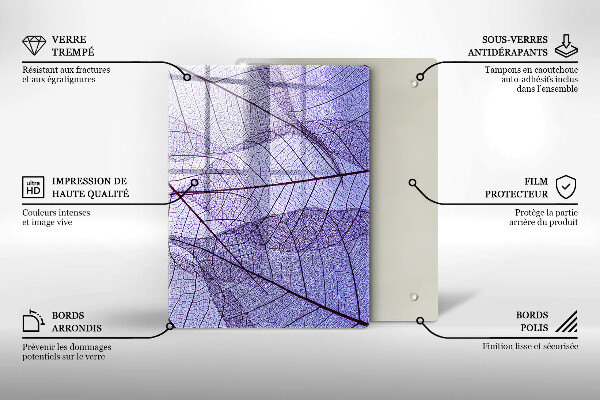 Glass worktop saver Leaves with veins