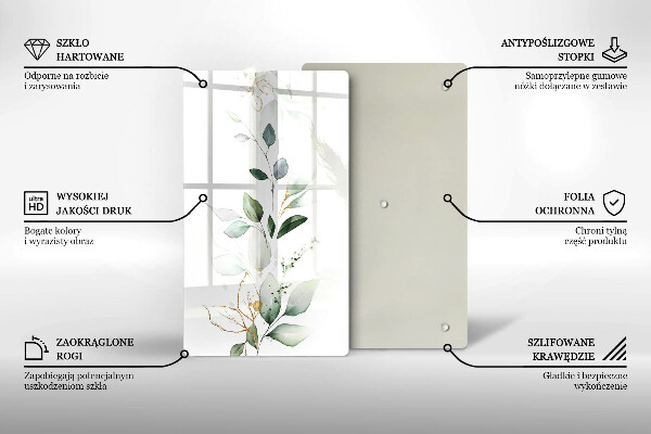 Glass worktop saver Watercolor leaves