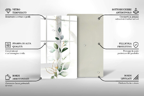 Glass worktop saver Watercolor leaves