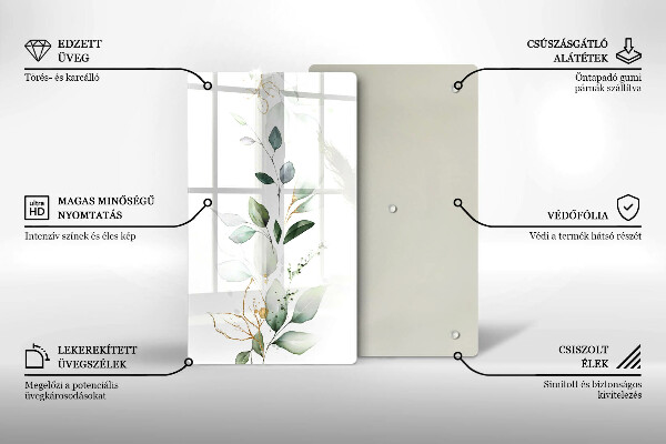 Glass worktop saver Watercolor leaves