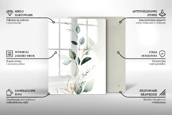 Glass worktop saver Watercolor leaves