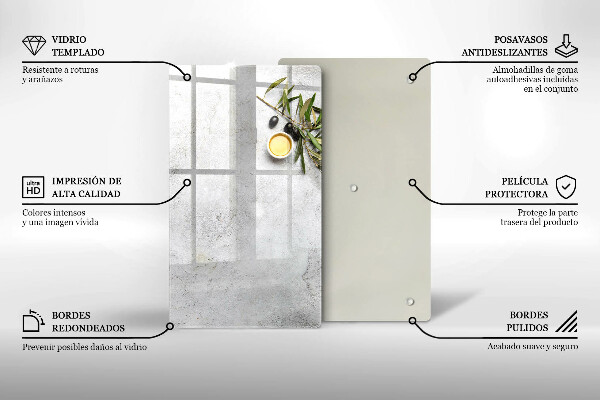 Glass worktop saver Olives on concrete