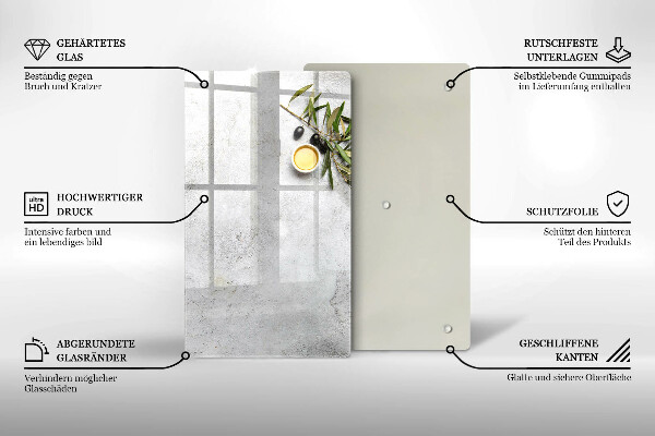Glass worktop saver Olives on concrete