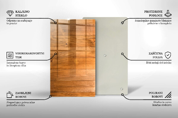 Glass worktop saver Wooden planks