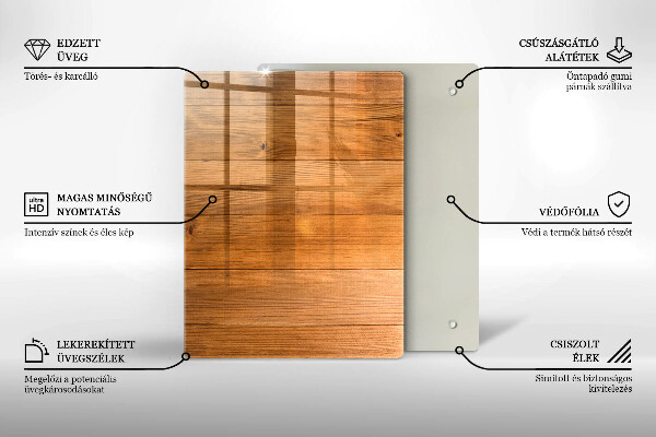 Glass worktop saver Wooden planks