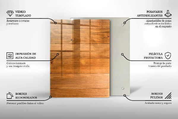 Glass worktop saver Wooden planks
