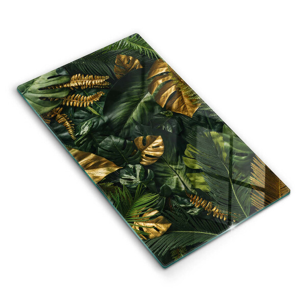 Worktop heat protector Monstera golden leaves