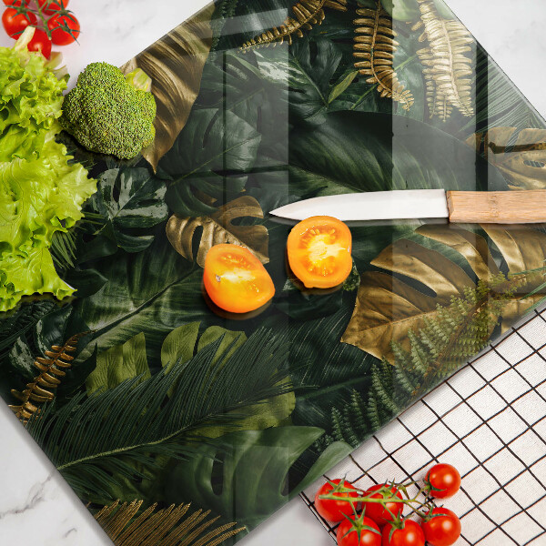 Worktop heat protector Monstera golden leaves