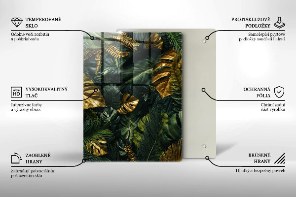 Worktop heat protector Monstera golden leaves