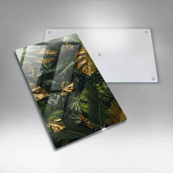 Worktop heat protector Monstera golden leaves