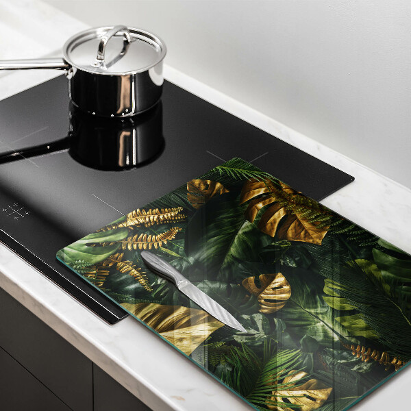 Worktop heat protector Monstera golden leaves