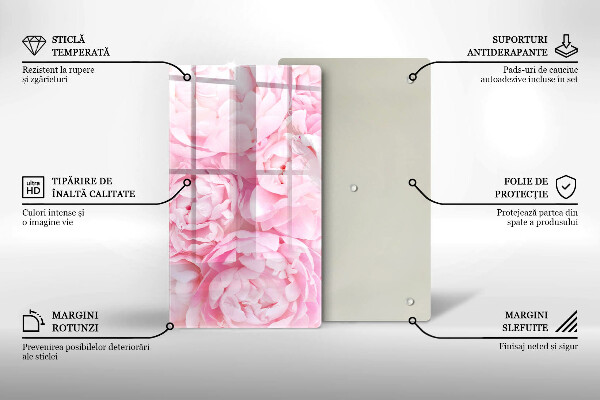 Glass worktop saver Delicate peonies