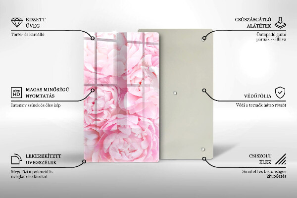 Glass worktop saver Delicate peonies