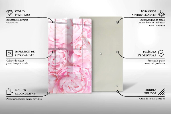 Glass worktop saver Delicate peonies