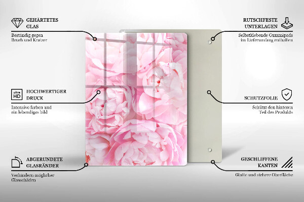 Glass worktop saver Delicate peonies