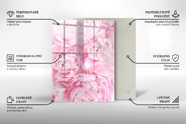 Glass worktop saver Delicate peonies