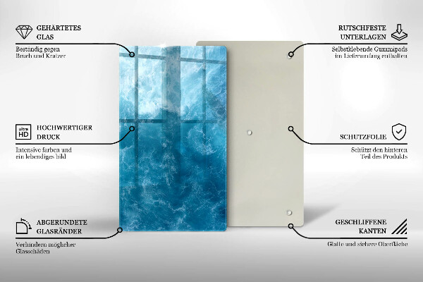 Glass worktop saver Blue water