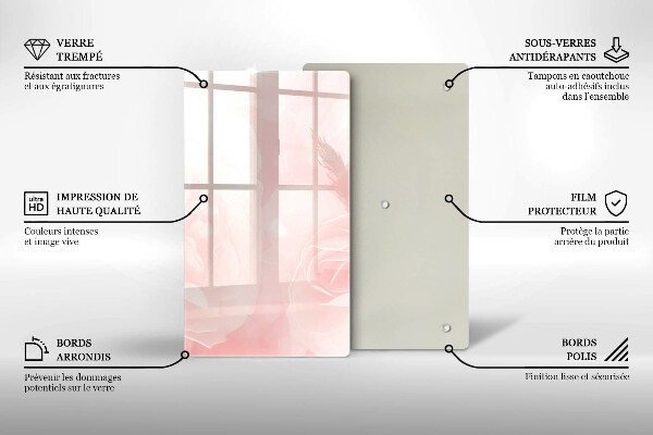 Glass worktop saver Pastel background roses