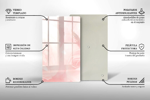 Glass worktop saver Pastel background roses