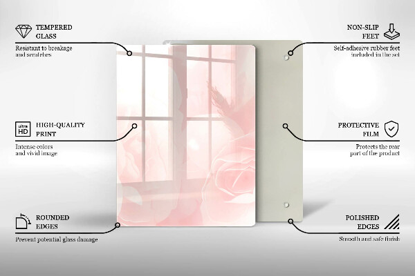 Glass worktop saver Pastel background roses