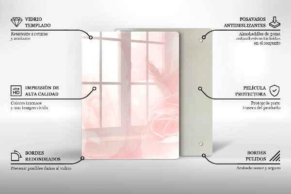 Glass worktop saver Pastel background roses